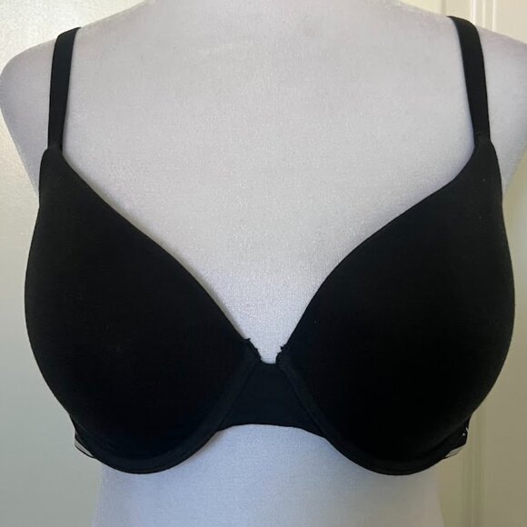 Victoria's Secret Black Logo T-shirt Lightly Lined Demi Underwire Bra Size 36C - Picture 1 of 6